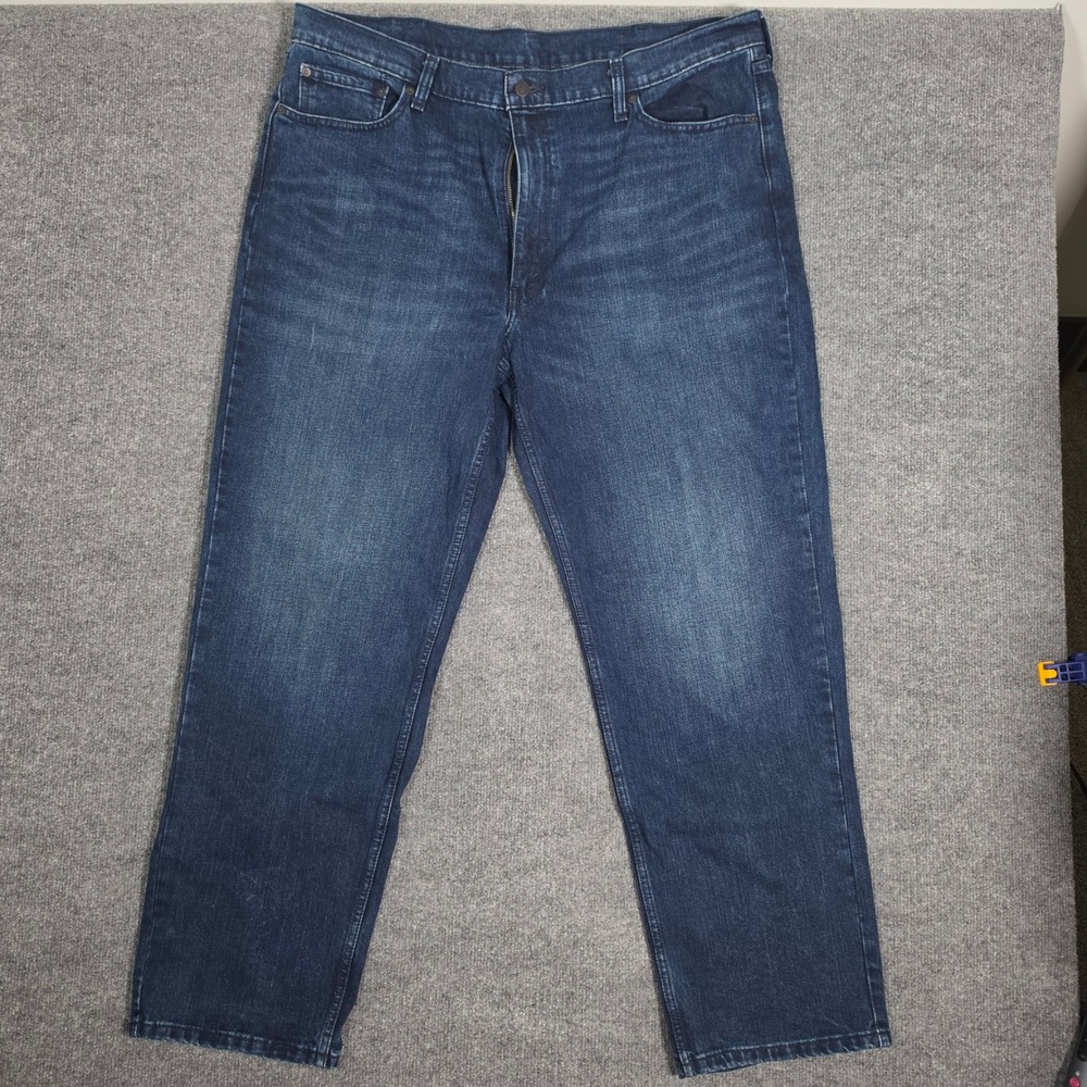 Levis 550 Relaxed Fit Dark Wash Denim Jeans Mens 42x32 Indigo Blue 00550-0072